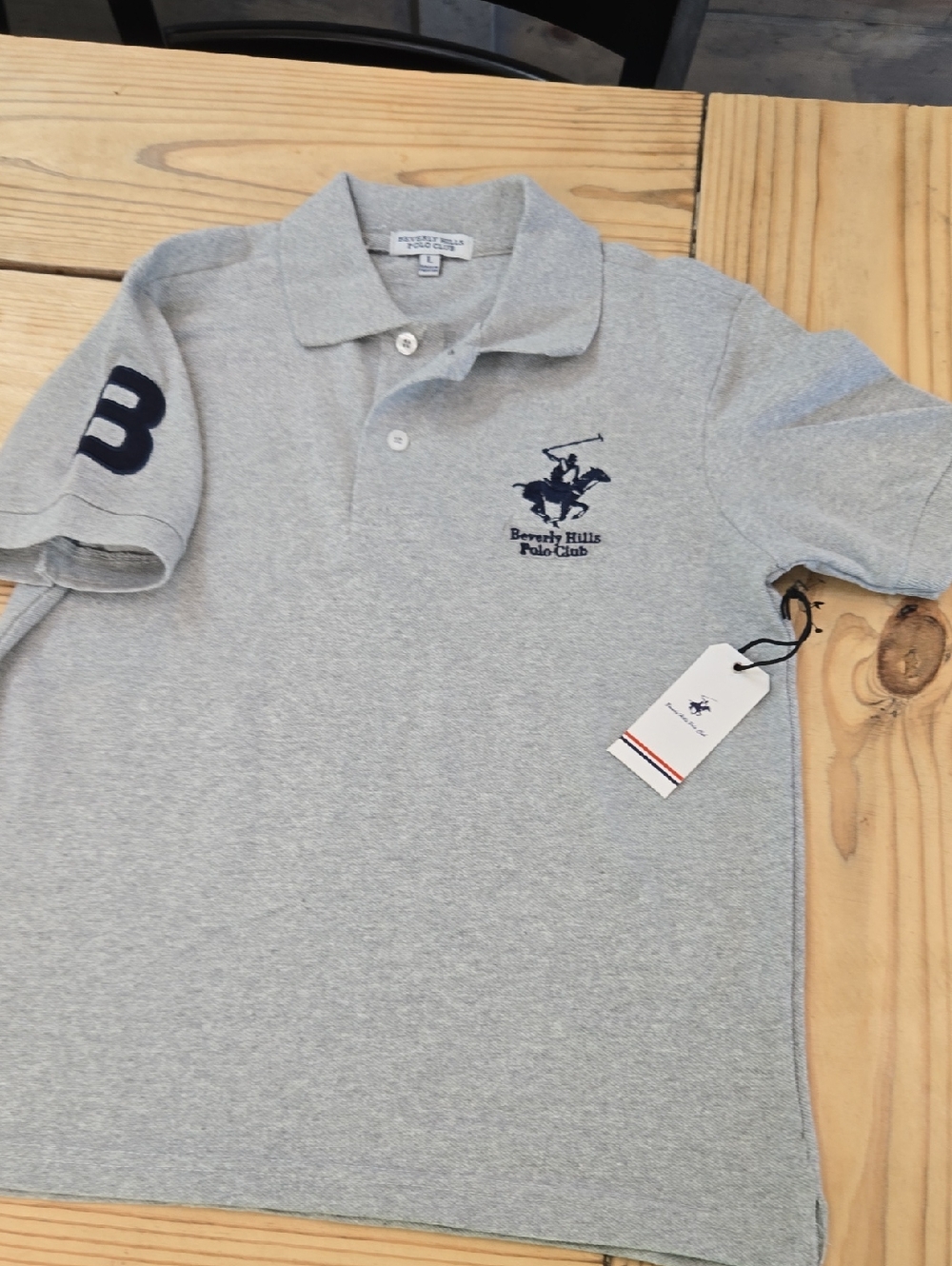 Beverly Hills Polo Club Boys' Grey Polo Shirt KIDS LARGE NWT